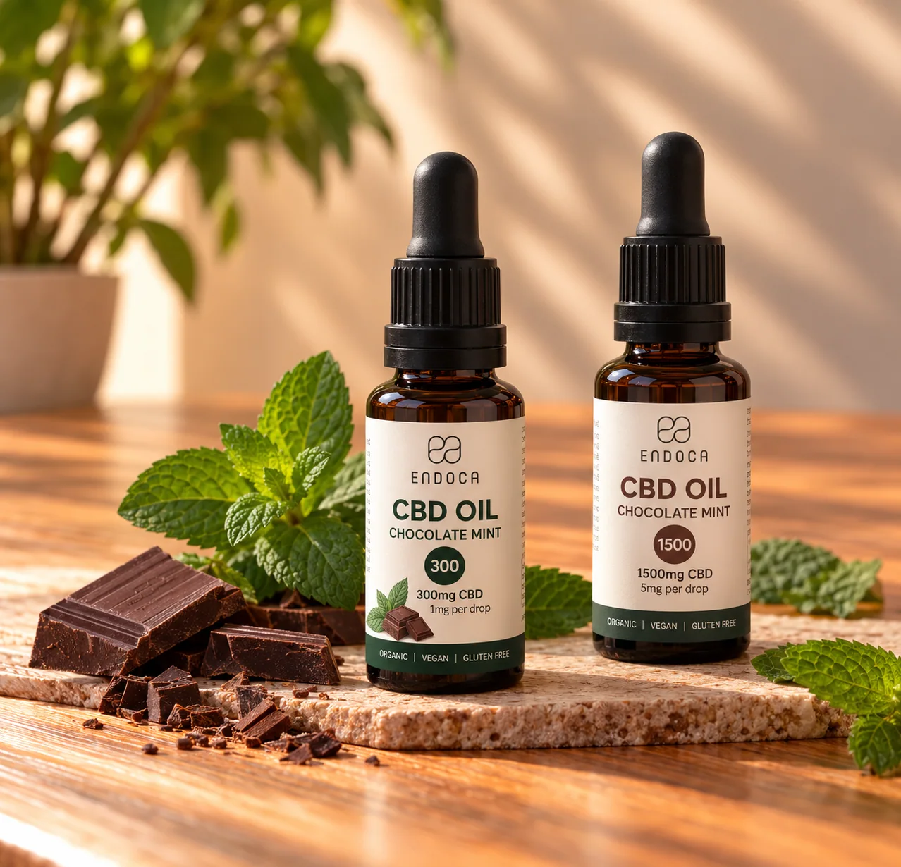 Chocolate Mint CBD Oil Still Life