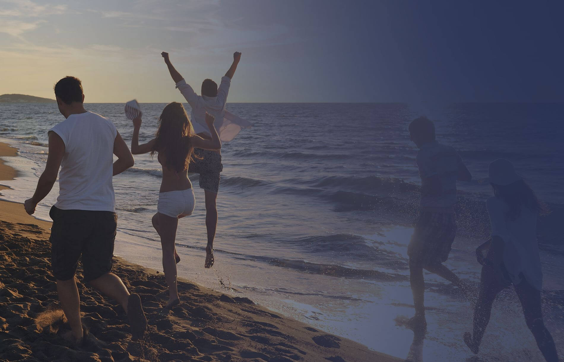 happy people at beach