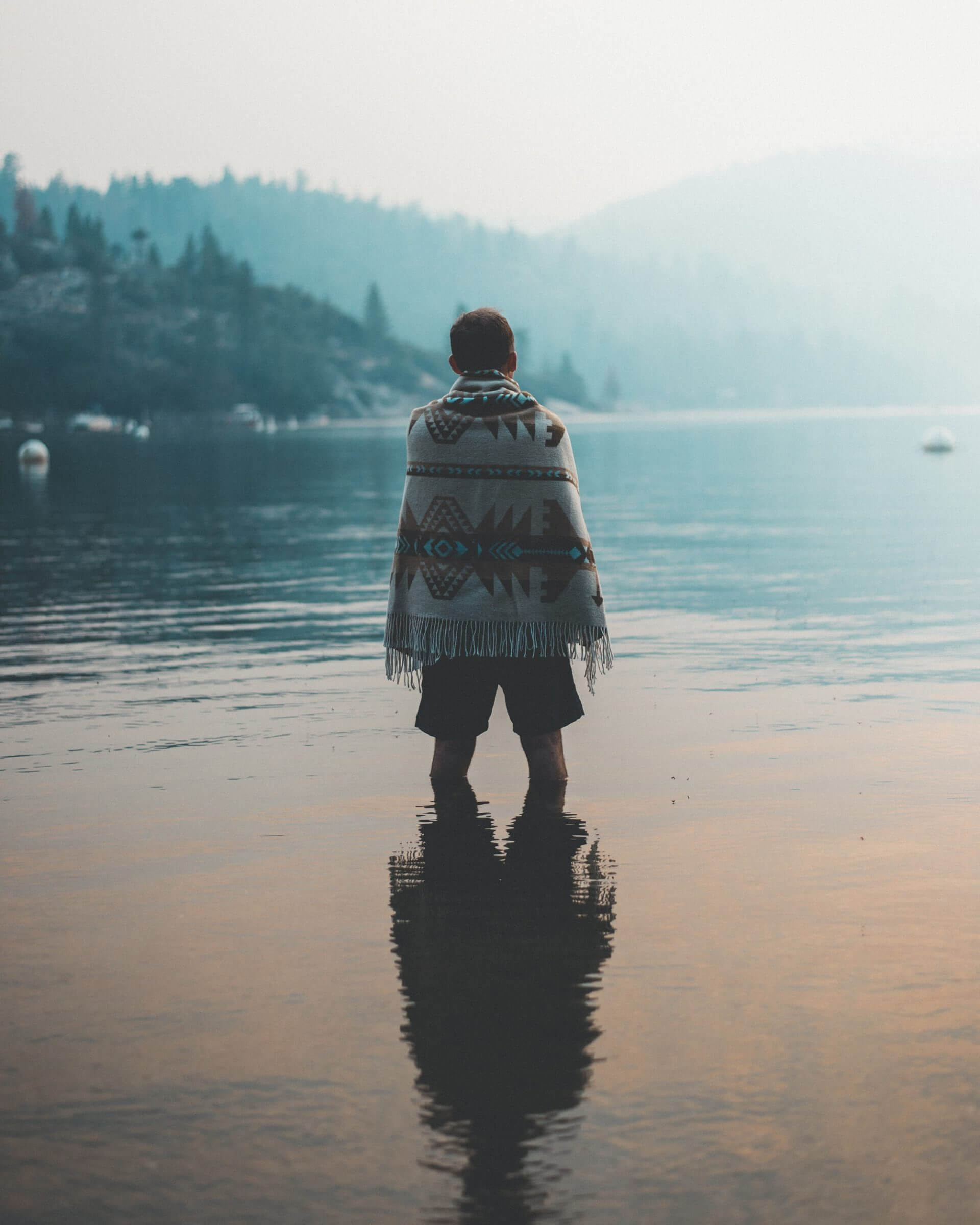 man in river