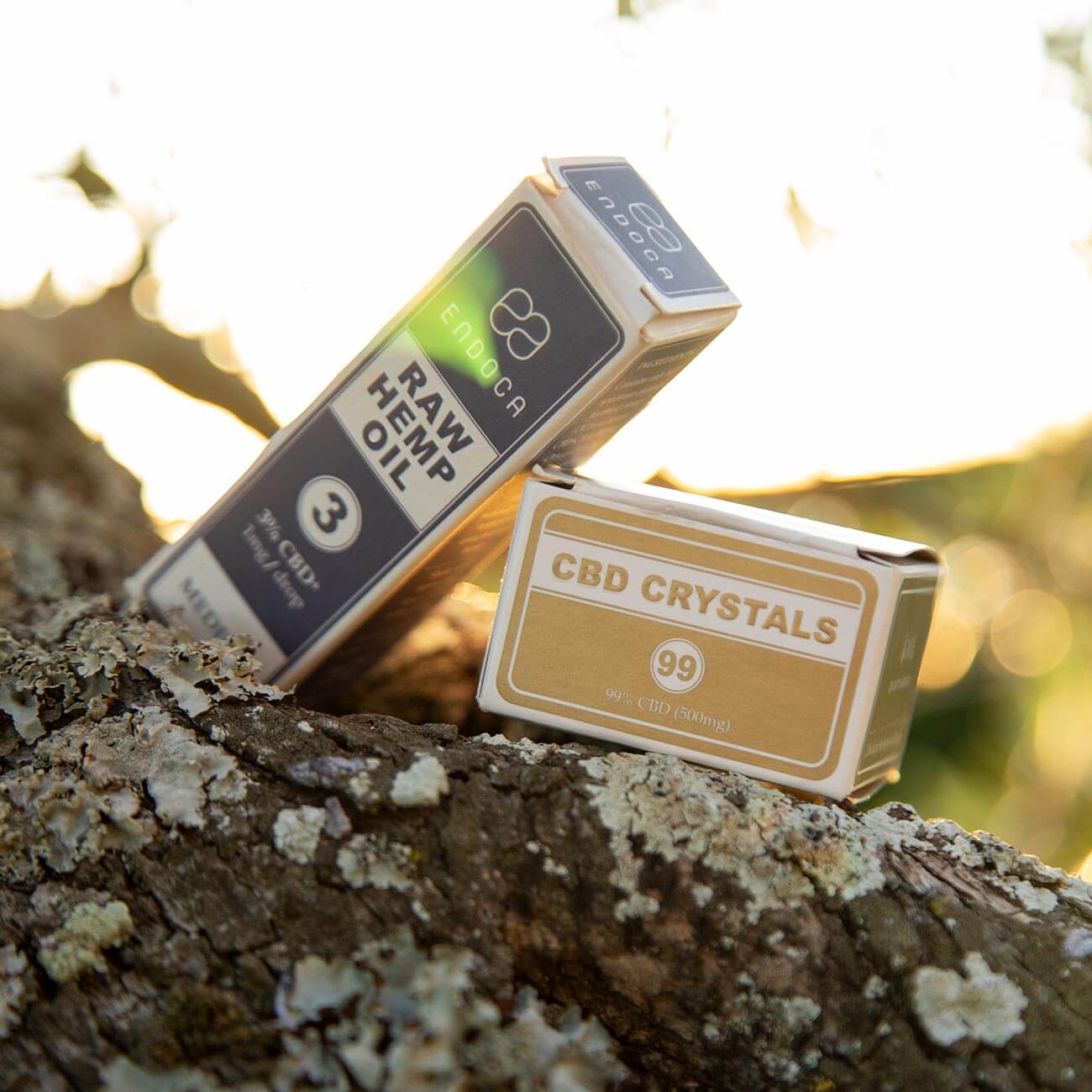 RAW CBD 3% and CBD Crystrals on a tree