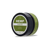 Small tub of hemp salve with green top