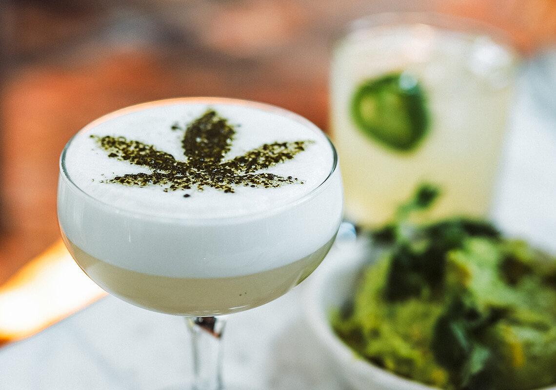 CBD cocktail with white foam