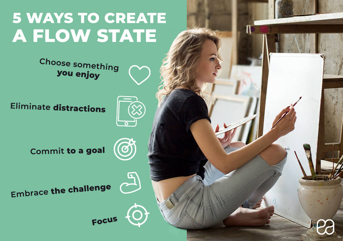infographic about 5 ways to create a flow state
