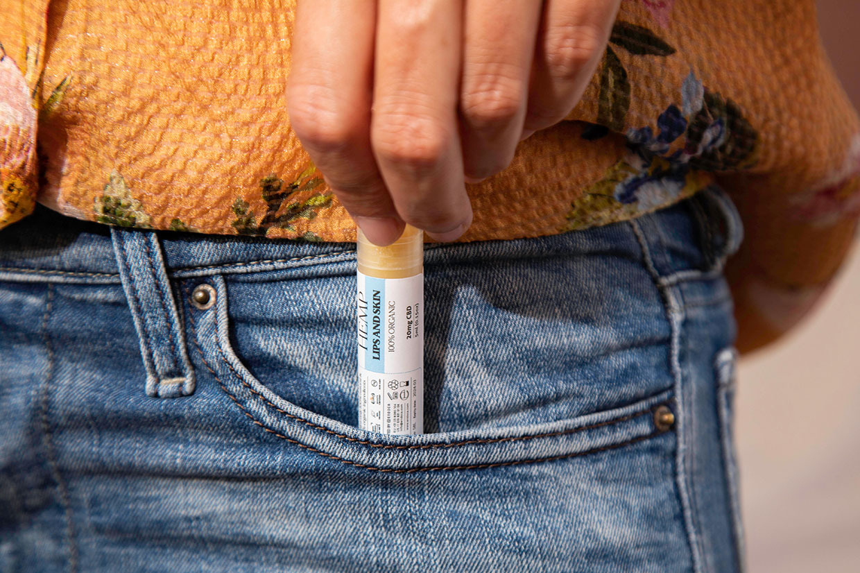 Lip balm fits neatly in your pocket