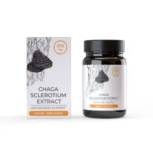 Endoca Chaga Sclerotium extract box and jar, 370mg, antioxidant support, 100% organic