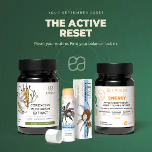 Endoca The Active Reset bundle: Cordyceps extract, Hemp Lips and Skin balm and Energy gummies