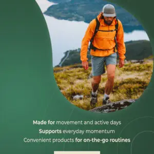 Hiker walking on a mountain trail, part of The Active Reset routine by Endoca
